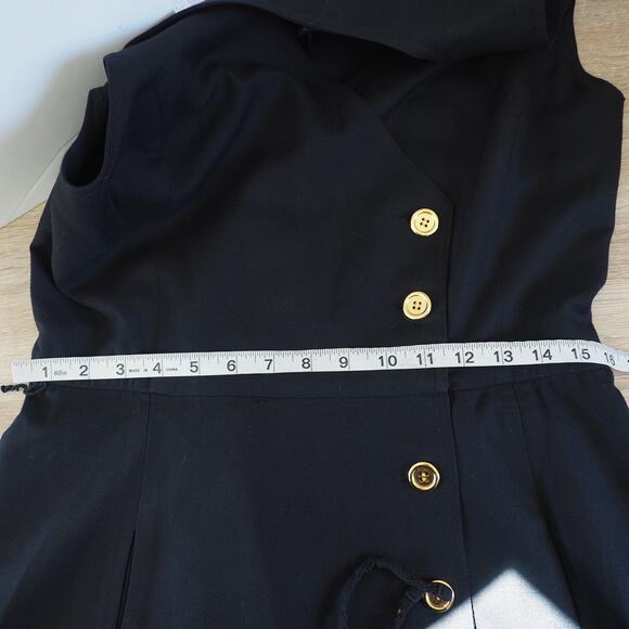 Elegant Black Midi Dress with Gold Accents - Picture 8 of 13